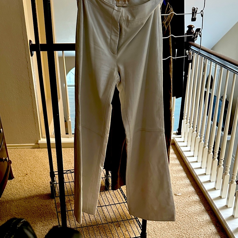 White Pants leather pants wide leg